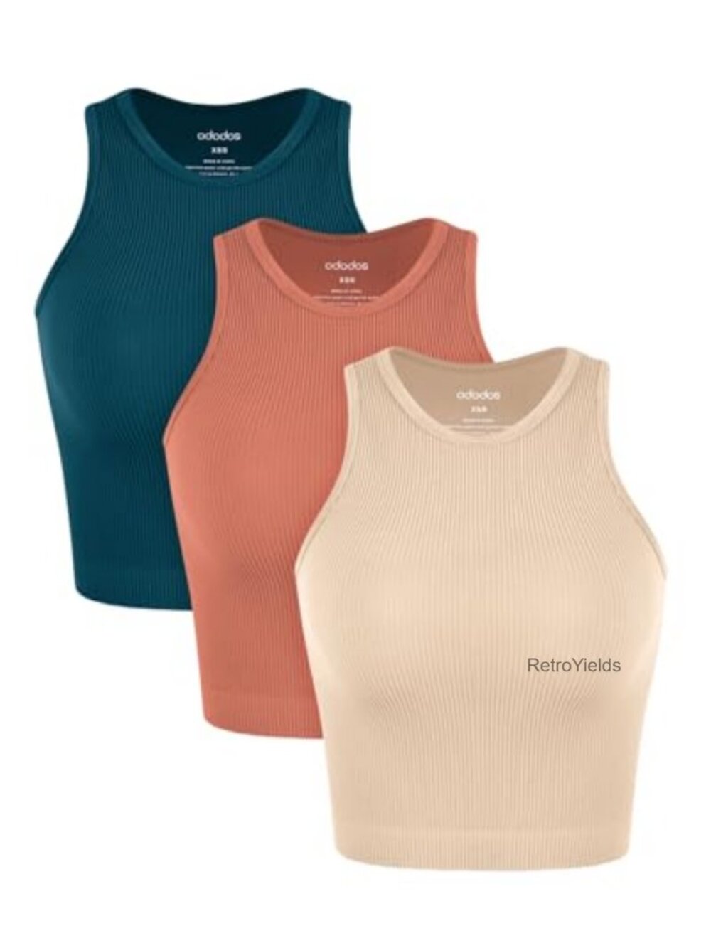 Seamless Rib-Knit Crop Tank Top High Neck Waist Length for Yoga Workout